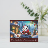 Panda als Weihnachtsmann verkleidet 2 b Briefkaart (Staand voorkant)