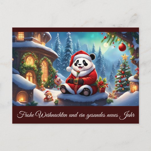 Panda als Weihnachtsmann verkleidet 2 b Briefkaart (Voorkant)