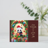Panda als Weihnachtsmann verkleidet Briefkaart (Staand voorkant)