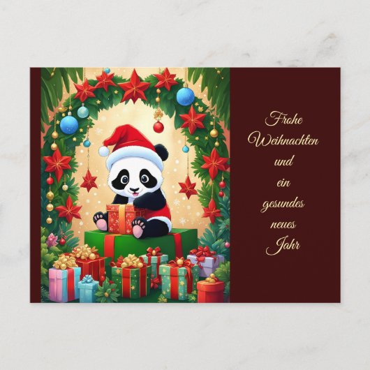 Panda als Weihnachtsmann verkleidet Briefkaart (Voorkant)