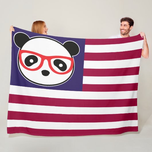 Panda - Amerikaans vlaggen - Beer van de VS Fleece Deken (In situ)