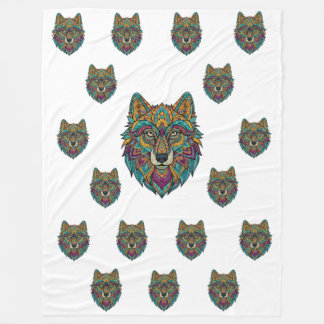 Panda and Abstract Wolf Art Big Size Blanket – Mod Fleece Deken