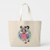 Panda Angel: Schattig anime meisje stijgt hoog Grote Tote Bag (Achterkant)