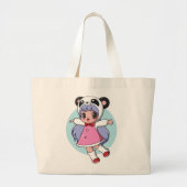 Panda Angel: Schattig anime meisje stijgt hoog Grote Tote Bag (Voorkant)