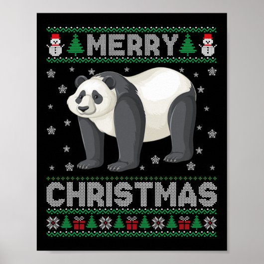 Panda Animal Mannen Vrouwen Kinder Lelijke Kersttr Poster (Voorkant)
