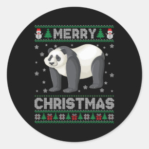 Panda Animal Mannen Vrouwen Kinder Lelijke Kersttr Ronde Sticker