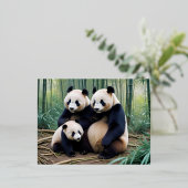 Panda Animal Natuur Wildlife Affection Caring Folie Feestdagen Briefkaart (Staand Voorkant)
