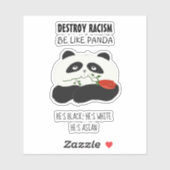 Panda anti racisme citaat sticker (Vel)