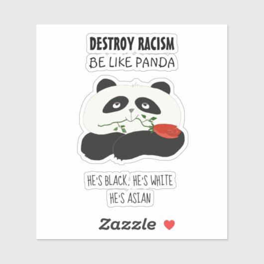 Panda anti racisme citaat sticker (Vel)