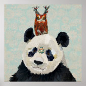 PANDA & ANTLER FLORAL OWL POSTER (Voorkant)