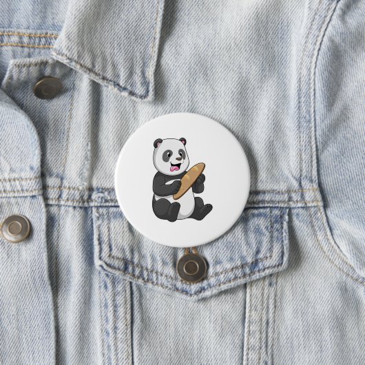 Panda as Baker with Bread Ronde Button 7,6 Cm (In situ)