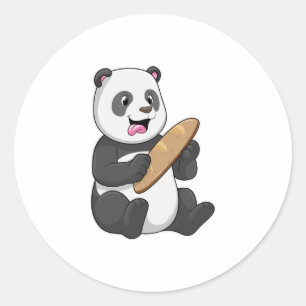 Panda as Baker with Bread Ronde Sticker