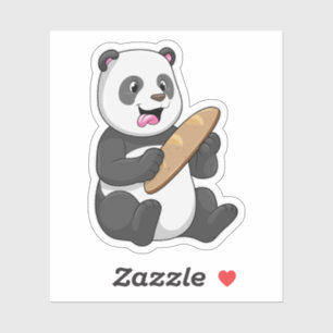 Panda as Baker with Bread Sticker
