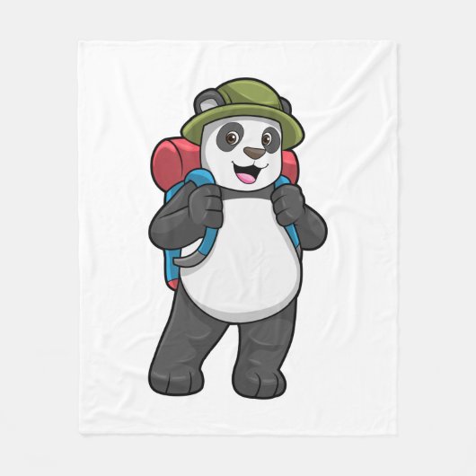 Panda as Hiker with Backpack Fleece Deken (Voorkant)