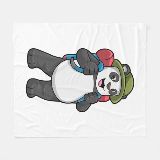 Panda as Hiker with Backpack Fleece Deken (Voorkant (Horizontaal))