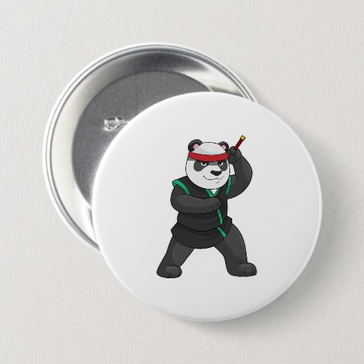 Panda as Ninja in Costume Ronde Button 7,6 Cm (Voorkant /achterkant)