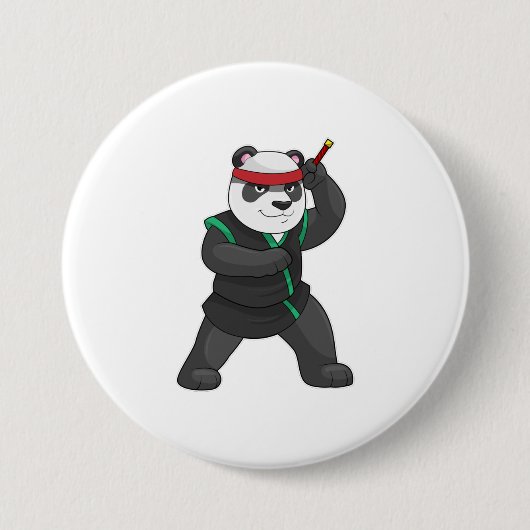 Panda as Ninja in Costume Ronde Button 7,6 Cm (Voorkant)