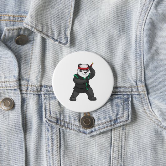 Panda as Ninja in Costume Ronde Button 7,6 Cm (In situ)