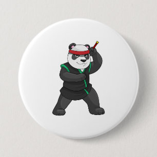 Panda as Ninja in Costume Ronde Button 7,6 Cm