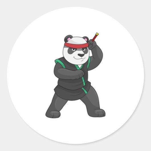 Panda as Ninja in Costume Ronde Sticker (Voorkant)