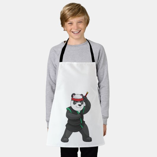 Panda as Ninja in Costume Schort (Gedragen)