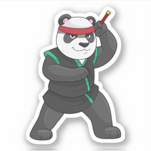 Panda as Ninja in Costume Sticker (Voorkant)