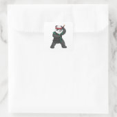 Panda as Ninja in Costume Vierkante Sticker (Tas)