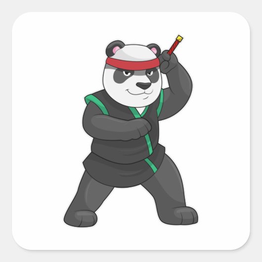 Panda as Ninja in Costume Vierkante Sticker (Voorkant)