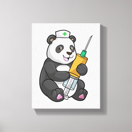 Panda as Nurse with Syringe Canvas Afdruk (Voorkant)