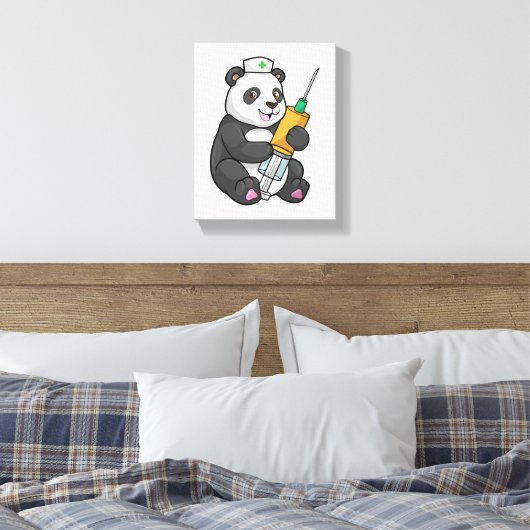 Panda as Nurse with Syringe Canvas Afdruk (Insitu (Slaapkamer))