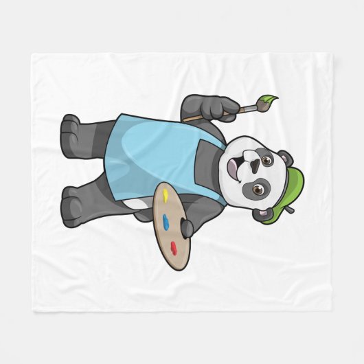Panda as Painter with Brush & Colour Fleece Deken (Voorkant (Horizontaal))
