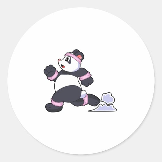 Panda as Runner at Running Ronde Sticker (Voorkant)