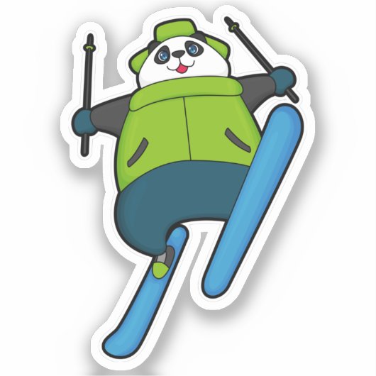 Panda as Ski jumper with Ski Sticker (Voorkant)