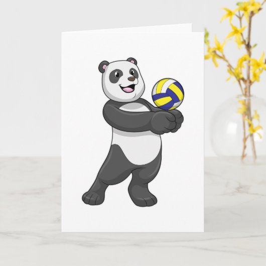 Panda as Volleyball player with Volleyball Kaart (Gele Bloem)