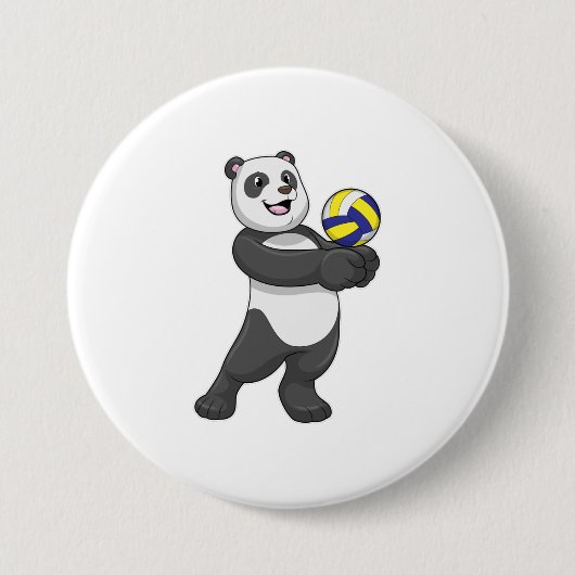Panda as Volleyball player with Volleyball Ronde Button 7,6 Cm (Voorkant)