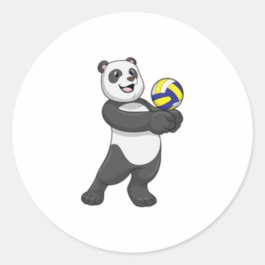 Panda as Volleyball player with Volleyball Ronde Sticker (Voorkant)