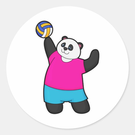 Panda as Volleyball player with Volleyball Ronde Sticker (Voorkant)