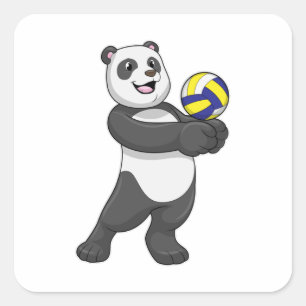 Panda as Volleyball player with Volleyball Vierkante Sticker