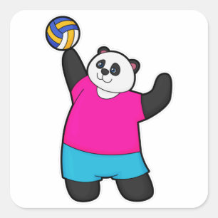 Panda as Volleyball player with Volleyball Vierkante Sticker