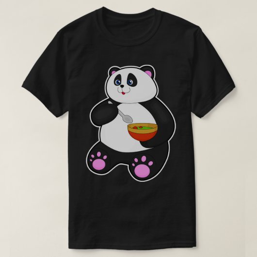 Panda at Eating with Spoon Bowl T-shirt (Design voorkant)