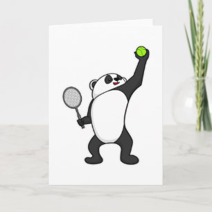 Panda at Tennis with Tennis racket Kaart