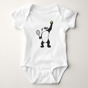 Panda at Tennis with Tennis racket Romper