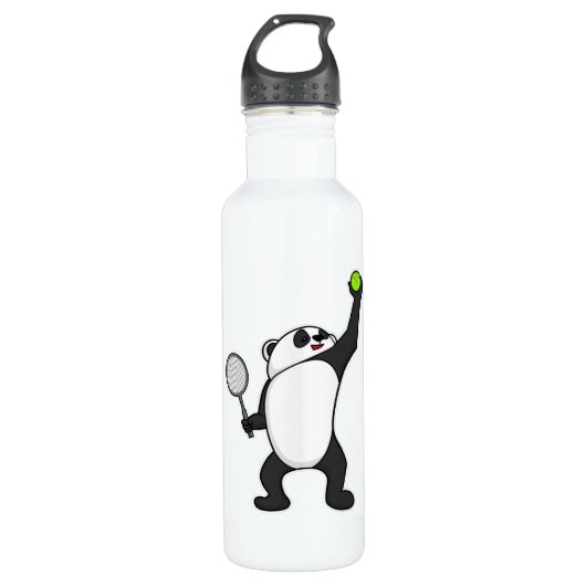 Panda at Tennis with Tennis racket Waterfles (Voorkant)