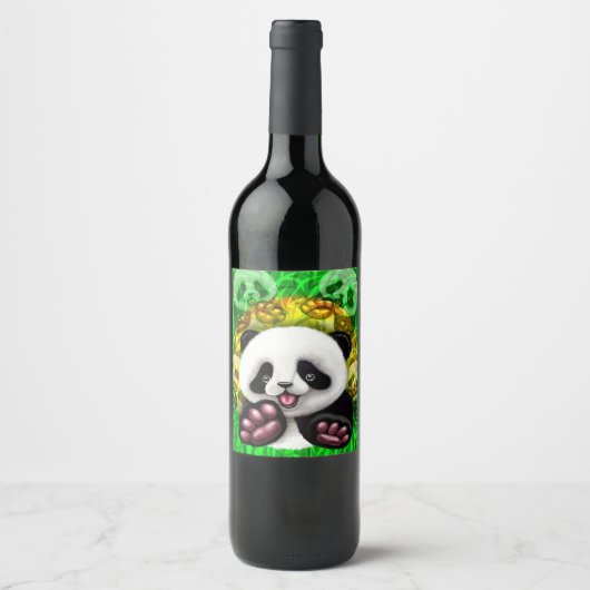 Panda Baby Beer Cute and Happy Wijn Etiket (Voorkant)