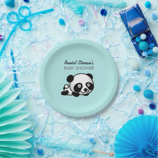 Panda Baby Boy Shower Papieren Bordje (Feest)