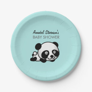Panda Baby Boy Shower Papieren Bordje