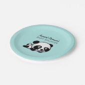 Panda Baby Boy Shower Papieren Bordje (Gekanteld)