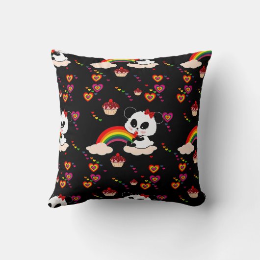 Panda Baby Cupcakes regenbogen kawaii Persoonlijk  Kussen (Achterkant)