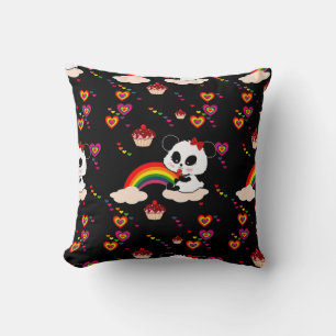 Panda Baby Cupcakes regenbogen kawaii Persoonlijk  Kussen