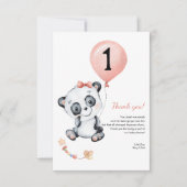 Panda baby Girl 1st Birthday Party Bedankt (Voorkant)